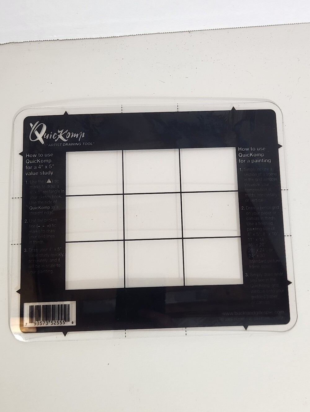 QuicKomp Artist Drawing Tool 4"x5" Grid Viewfinder Art Suppies